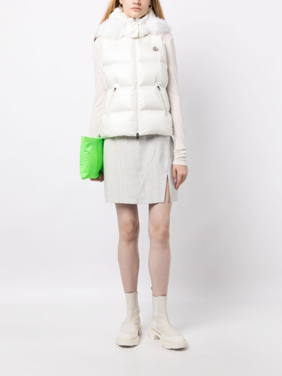 Shop Moncler Gallinule Hooded Padded Gilet In White