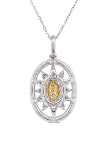 Hyt Jewelry 18kt Gold And Platinum Diamond Necklace In Silver