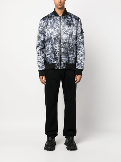 Philipp Plein Tatto-print Bomber Jacket In Silver
