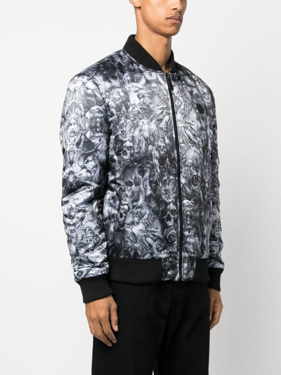 Philipp Plein Tatto-print Bomber Jacket In Silver