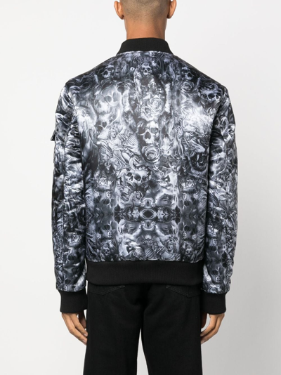 Philipp Plein Tatto-print Bomber Jacket In Silver