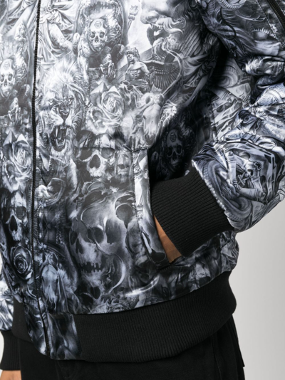 Philipp Plein Tatto-print Bomber Jacket In Silver