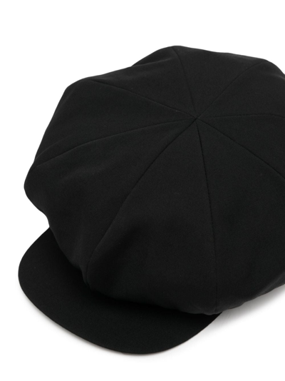 Shop Yohji Yamamoto Wool Curved-peak Beret In Black