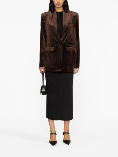 Shop Alex Perry Barlow Single-breasted Velvet Blazer In Brown