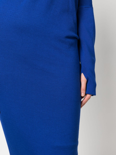 Shop Tom Ford Draped-detail Off-shoulder Midi Dress In Blue