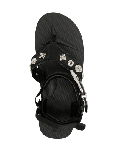 Shop Toga Stud-embellished T-bar Strap Sandals In Black