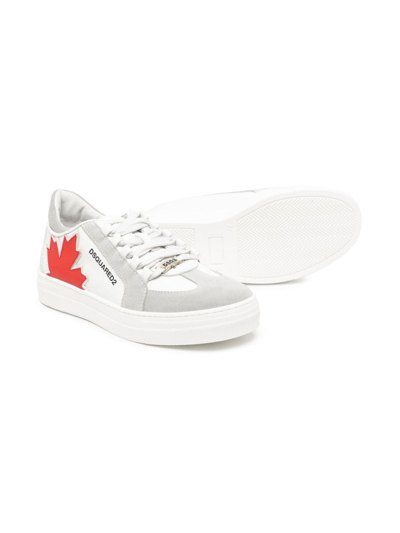 Shop Dsquared2 Maple-leaf Panelled Sneakers In White