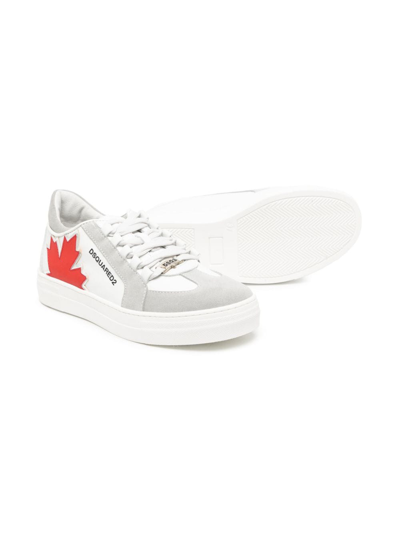 Dsquared2 Maple-lead Panelled Sneakers In White