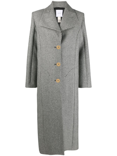 Shop Patou Stripe-pattern Virgin Wool Coat In Black