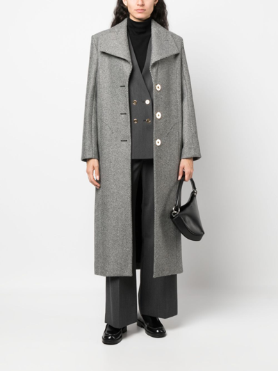 Patou Stripe-pattern Virgin Wool Coat In Black