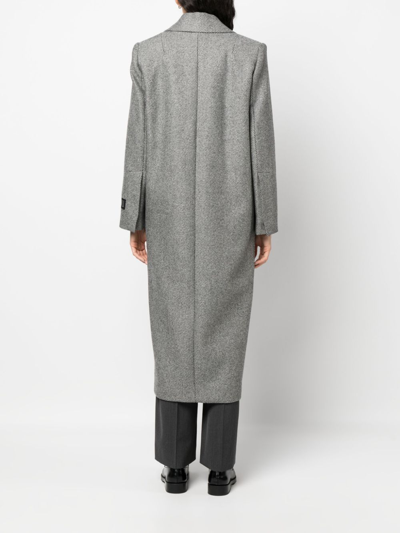 Patou Stripe-pattern Virgin Wool Coat In Black