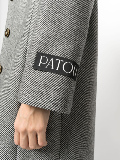 Patou Stripe-pattern Virgin Wool Coat In Black