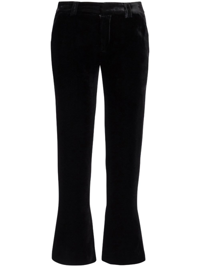 Shop Balmain Cropped Velvet Trousers In Black