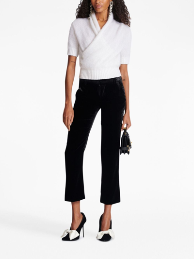 Balmain Cropped Velvet Trousers In Black