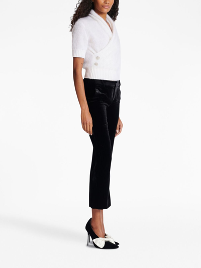 Balmain Cropped Velvet Trousers In Black
