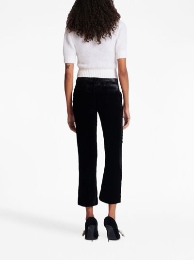 Balmain Cropped Velvet Trousers In Black