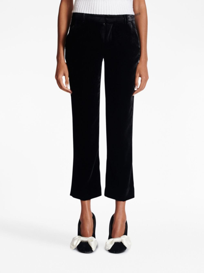 Balmain Cropped Velvet Trousers In Black