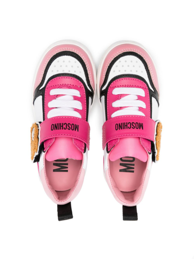 Shop Moschino Teddy-patch Panelled Sneakers In White