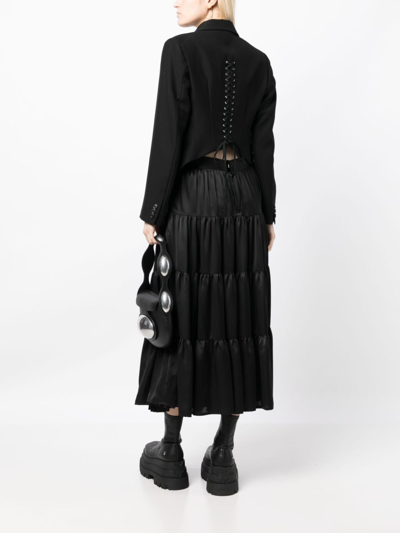 Noir Kei Ninomiya Lace-up Double-breasted Blazer In Black