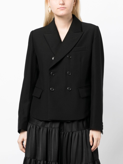 Shop Noir Kei Ninomiya Lace-up Double-breasted Blazer In Black