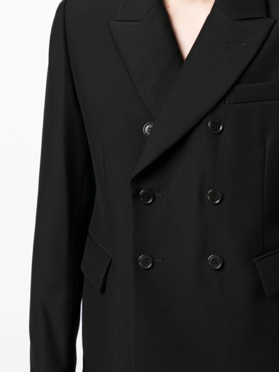 Shop Noir Kei Ninomiya Lace-up Double-breasted Blazer In Black