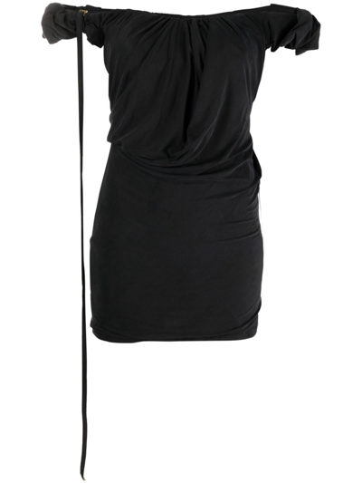 Shop Jacquemus La Robe Ciceri Draped Minidress In Black