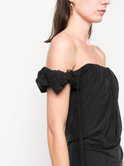 Jacquemus Ciceri Off-the-shoulder Draped Cupro Mini Dress In Black