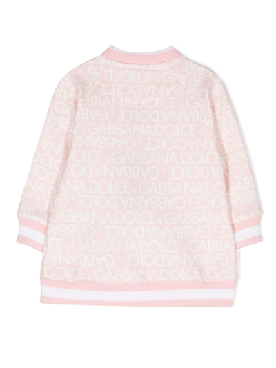 Shop Dolce & Gabbana Logo-print Long-sleeve Sweatshirt In Pink
