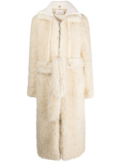 Shop Alyx Single-breasted Shearling Coat In Neutrals