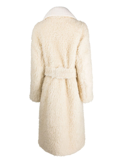 Shop Alyx Single-breasted Shearling Coat In Neutrals