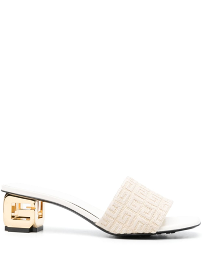 Shop Givenchy G Cube 50mm Leather Mules In Neutrals