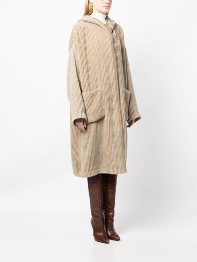 Shop Uma Wang Slouch-hood Concealed-fastening Coat In Brown