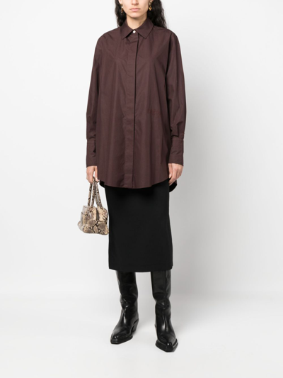 Shop Patou Long-sleeve Shirt Dress In Brown