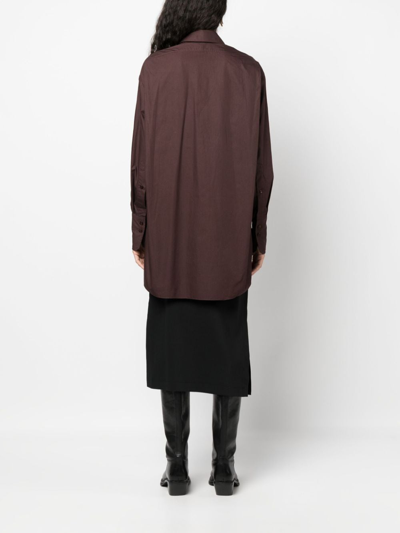 Shop Patou Long-sleeve Shirt Dress In Brown