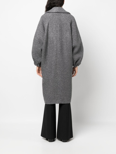 Shop Patou Puff-sleeve Single-breasted Coat In Grey