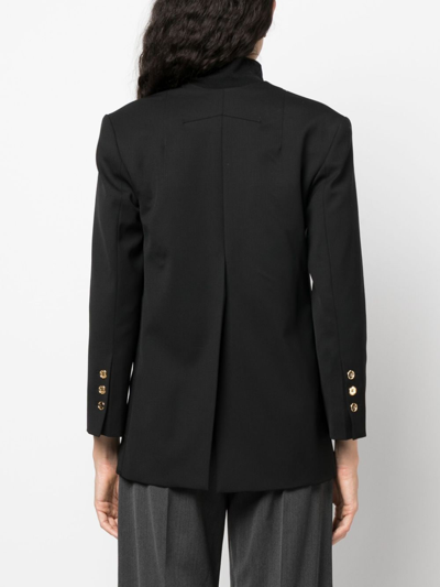 Shop Patou Collarless Double-breasted Blazer In Black