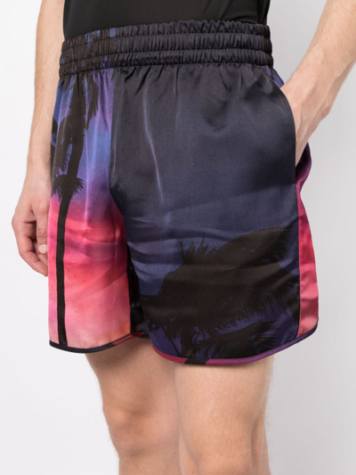 Shop Blue Sky Inn Graphic-print Elasticated-waist Shorts In Blue