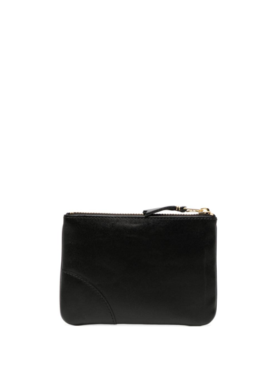 Comme Des Garçons Logo-print Top-zip Leather Wallet In Black