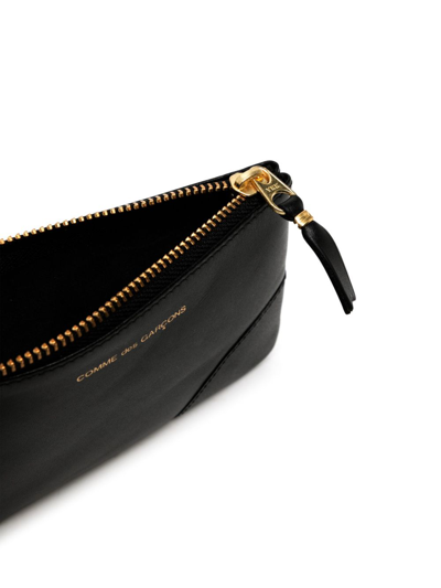 Comme Des Garçons Logo-print Top-zip Leather Wallet In Black