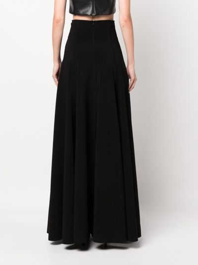 Shop Norma Kamali High-waisted Pleated Maxi Skirt In Black