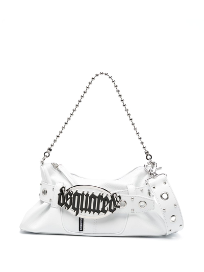 Shop Dsquared2 Gothic Leather Shoulder Bag In White