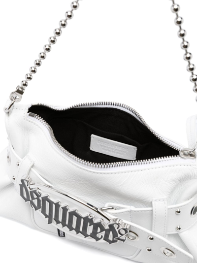 Dsquared2 Gothic Leather Shoulder Bag In White