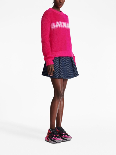 Shop Balmain Logo-jacquard Jumper In Pink