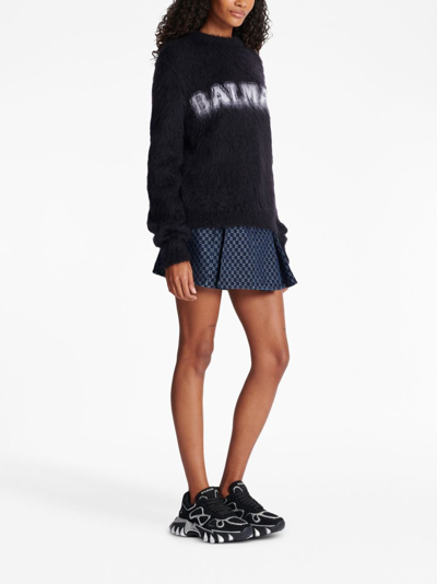Balmain Black Mohair Sweatshirt In Black