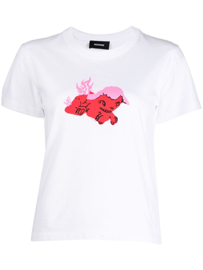Shop We11 Done Graphic-print Cotton T-shirt In White