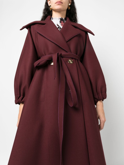 Shop Patou Belted Double-breasted Coat In Red