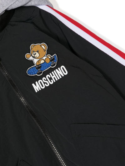 Shop Moschino Skater Teddy Bear-appliqué Jacket In Black