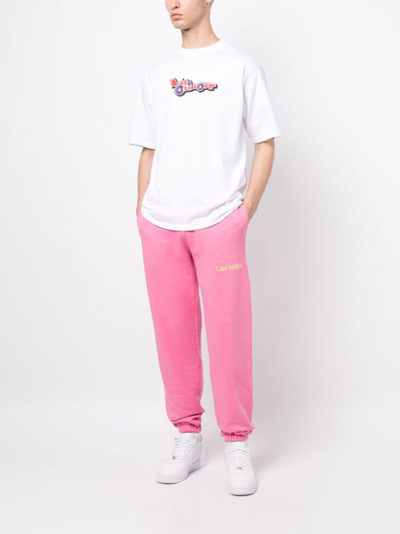 Shop Late Checkout Logo-embroidered Cotton Track Pants In Pink