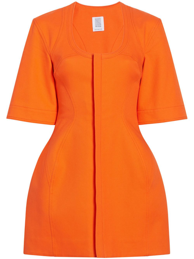 Shop Rosie Assoulin U-turn Cotton Dress In Orange