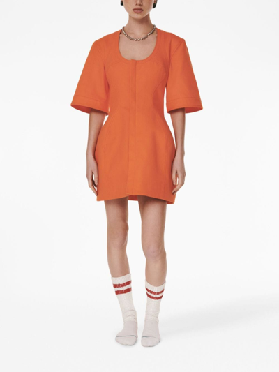 Shop Rosie Assoulin U-turn Cotton Dress In Orange